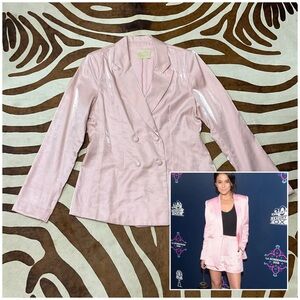 Shimmery Glossy Satin Light Pink Blazer